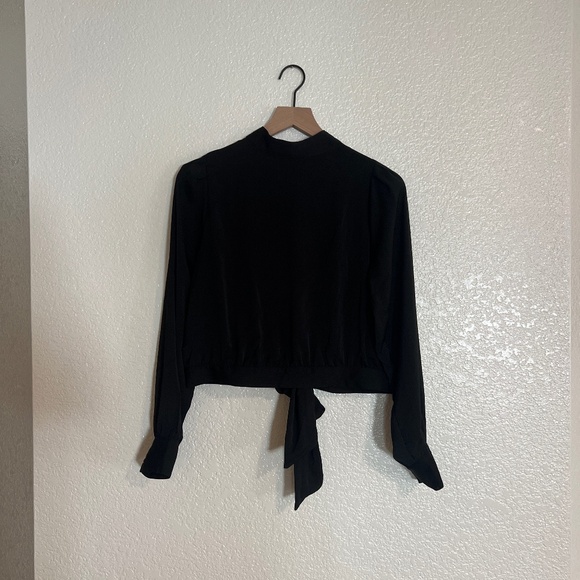 Banana Republic Factory Long Sleeve Cropped Open-Back Blouse - Picture 2 of 15